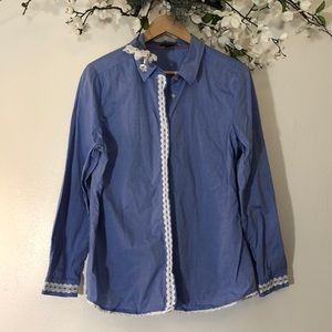 Hannah Blouse with Crochet Trim - L